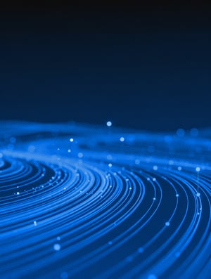Fondo tecnológico azul con estelas luminosas
